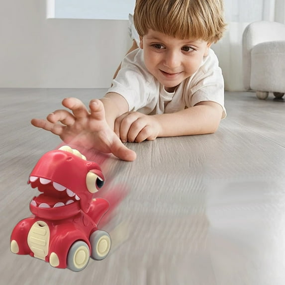 Red Dinosaur Push And Go Friction Power Car Toy With Movable Jaw Storage For Kids Toddlers Playtime Vehicle Activity Adventure Fun