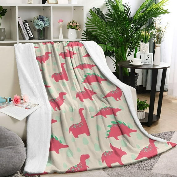 Red Dinosaur Silhouette Pattern Blanket,Comfortable Soft Flannel Throw Blanket,All Season,Warm Lightweight Blankets for Sofa Bed Couch Living Room Chair,40"x50"