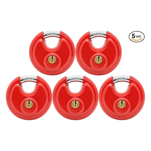 Red Disc Padlock 2-3/4" (70mm) Premium self Storage Lock (5)
