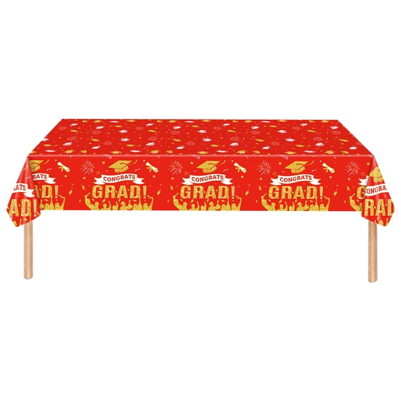 Red Disposable Plastic Tablecloth For Graduation And Holiday Parties Table Cover 137X274Cm