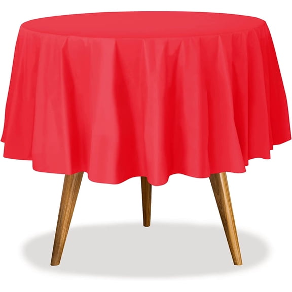 Red Disposable Plastic Tablecloth for Round Tables (36 Pack) Table Cloths for Parties, Events & Weddings, Indoors & Outdoors, 84 inches, Plastic Table Cover