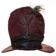 thumbnail image 1 of Red Distressed Faux Leather Tall Hat with Peacock Feather, 1 of 2