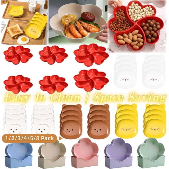 1PC Red Divided Fruit and Nut Tray for Festive Celebrations, Multi-Tier Snack Serving Dish for Home Parties and Gatherings, Stackable Picnic and Travel Platter, AKLJWH
