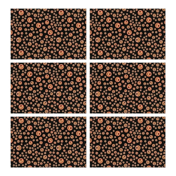 Red Dog Art Footprint Summer Placemats Table Placemats Set Of 6-Linen Kitchen Washable Placemats Table Mats 11.8"x17.7"Non-Slip Heat Resistant