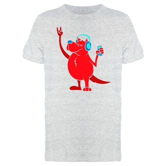 Red Dog Blasting Music T-Shirt Men -Image by Shutterstock, Male Medium