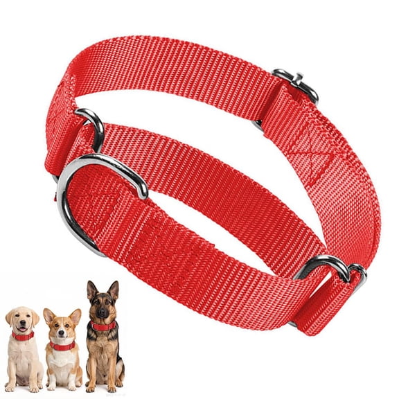 Red Dog Collar Martingale, No Pull Choke Dog Collar Escape Proof Cinch Dog Training Collars Adjustable for Small Medium Large Breed Pet Dogs