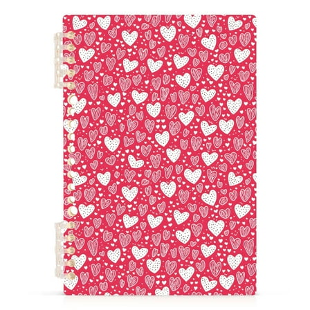 Red Doodled Hearts Notebooks 1-subject Journal 60 Sheets A5 College Ruled Paper Detachable Ring 8.3"x5.7"