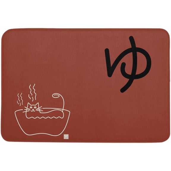 Red Door Mat 16" x 24" Indoor/Outdoor Rug for Entry Way, Country Japanese Style Cartoon Cute Cat Animals Doormat Front Door Rug Welcome Mat, Non Slip Low Profile for Garden Patio