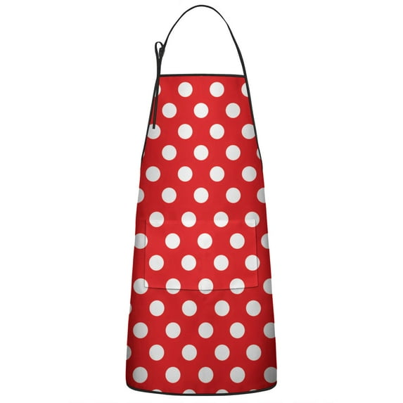 Red Dot Apron with Pocket Extra Long Aprons Waterproof Bib Aprons for Women Men Chef Cooking Aprons for Kitchen Cool BBQ Grilling