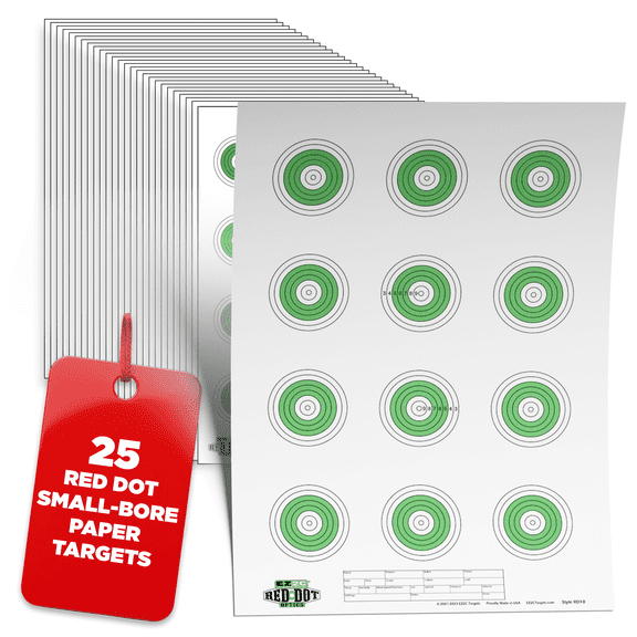 EZ2C Red Dot Optics Style 10 Small Bore Rifle 50 Feet Paper Shooting Target 25 Pack