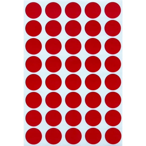 Red Dot Sticker Colored Labels Round Stickers 19mm - 1000 Pack by Royal Green
