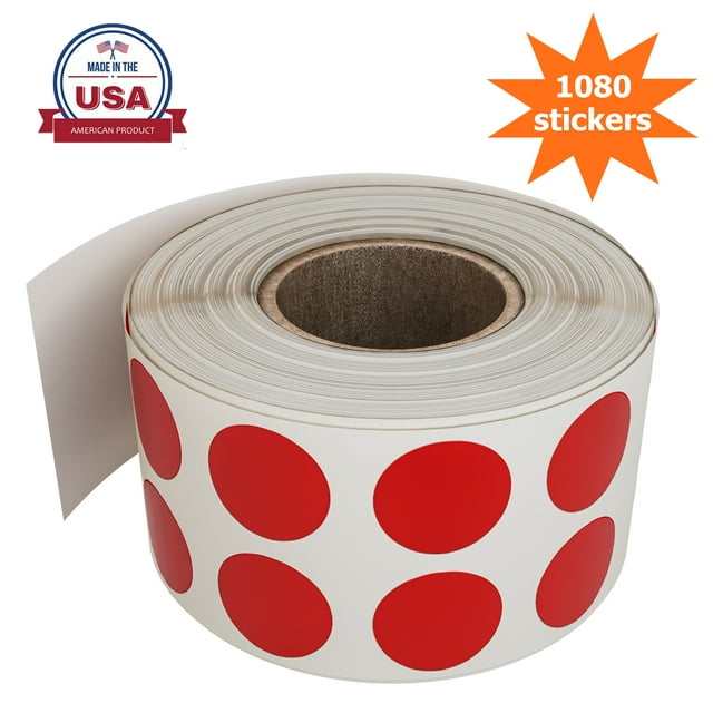 Red Dot stickers for color coding on a roll adhesive round Labels 0.50