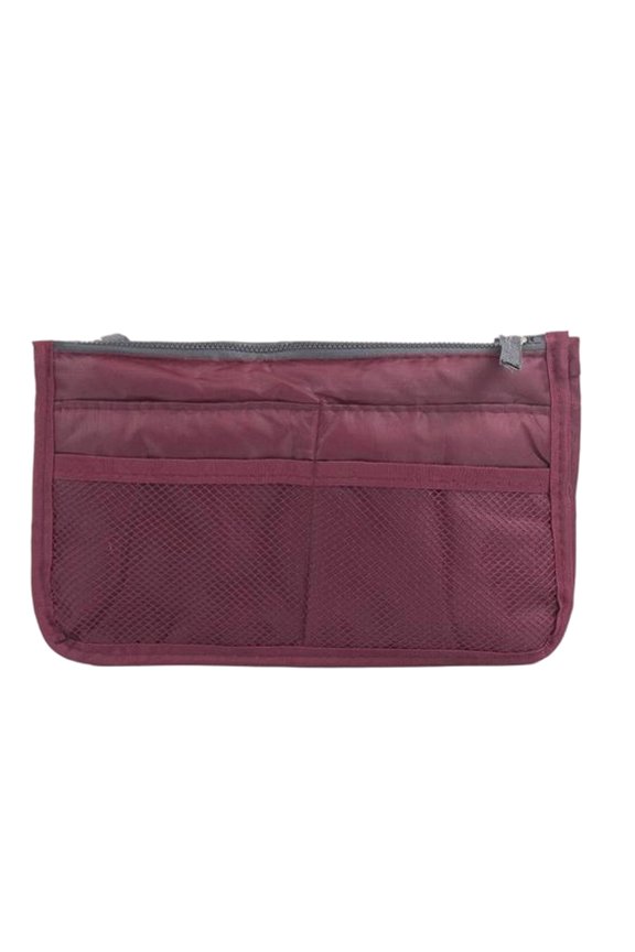 Red Double Layer Cosmetic Bag, Zippered Travel Toiletry Organizer Pouch for Women, Portable Makeup Storage Case for Bathroom Vanity