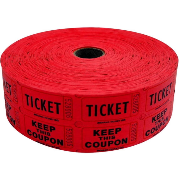Red Double Raffle Ticket Roll of 2000