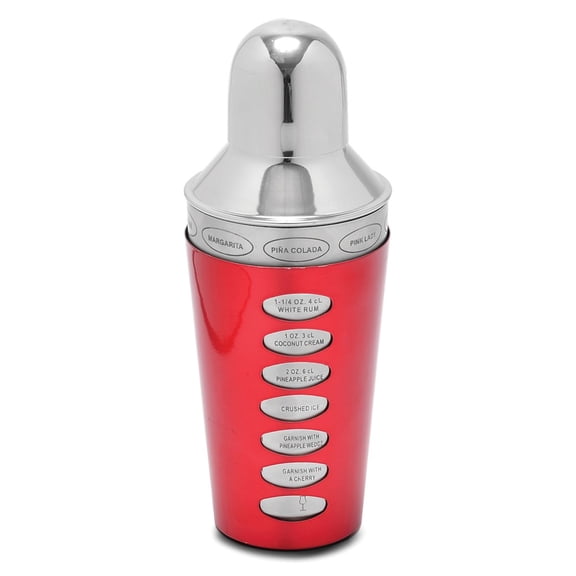 Red Double Wall Stainless Steel 24 ounce Recipe Cocktail Shaker Q-GM23709
