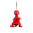 thumbnail image 1 of Red Dragon Baby with Monogram Letter "A" Christmas Ornament - Personalized Acrylic Hanging Pendant for Fantasy Themed Holiday Tree Decor,A, 1 of 4
