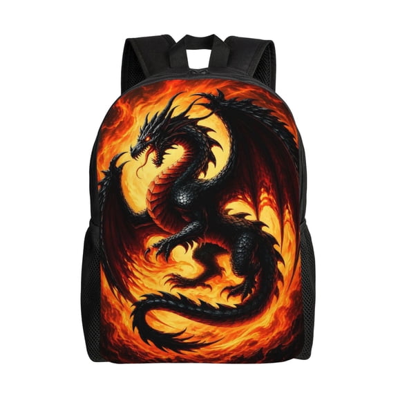 Red Dragon Backpack Full Front Print Travel Laptop Bag for Men and Women