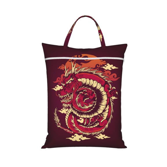 Red Dragon Cloud Japan Traditional Travel Dirty Laundry Bag 1 PC , Portable Hanging Storage Bag for Gym Camping Beach Business Trips