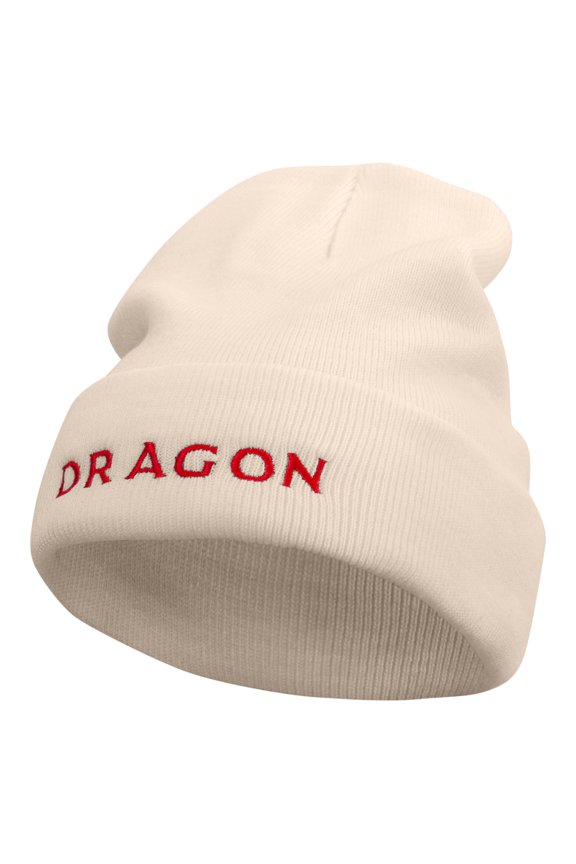 Red Dragon Embroidered 12 Inch Long Knitted Beanie - Birch OSFM