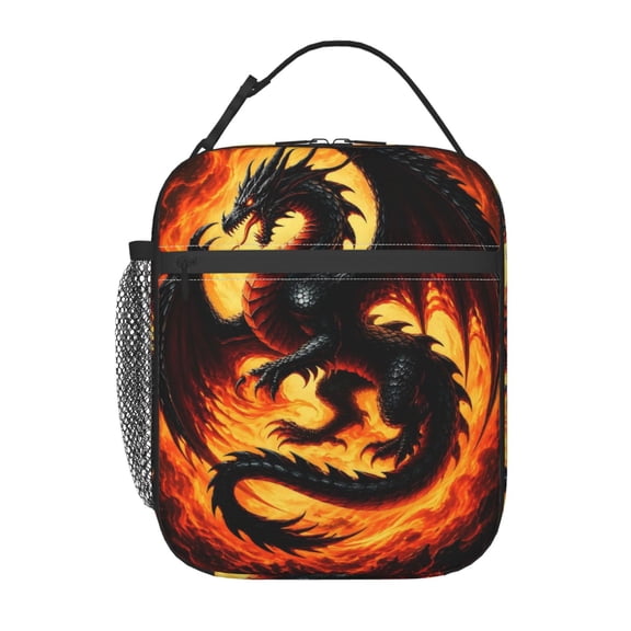 Red Dragon Lunch Bag Reusable Thermal Lunch Box with Handle for Women and Men