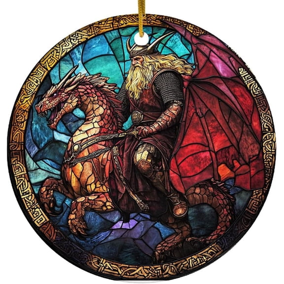 Red Dragon and Odin Ornament, Scandinavian Christmas Ornaments 2025, Viking Christmas Ornaments, Celtic Norse Mythology Decor, Christmas Decorations Gifts RtBkQK