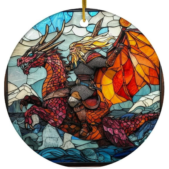 Red Dragon and Odin Ornament, Scandinavian Christmas Ornaments 2025, Viking Christmas Ornaments, Celtic Norse Mythology Decor, Christmas Decorations Gifts zcUkaC