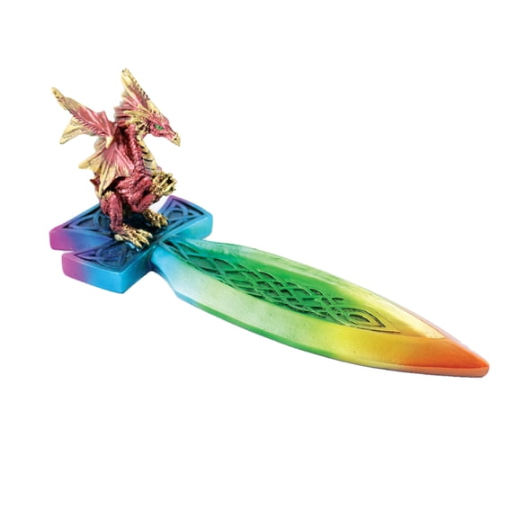 Red Dragon Rainbow Ceramic Incense Stick Holder 10"