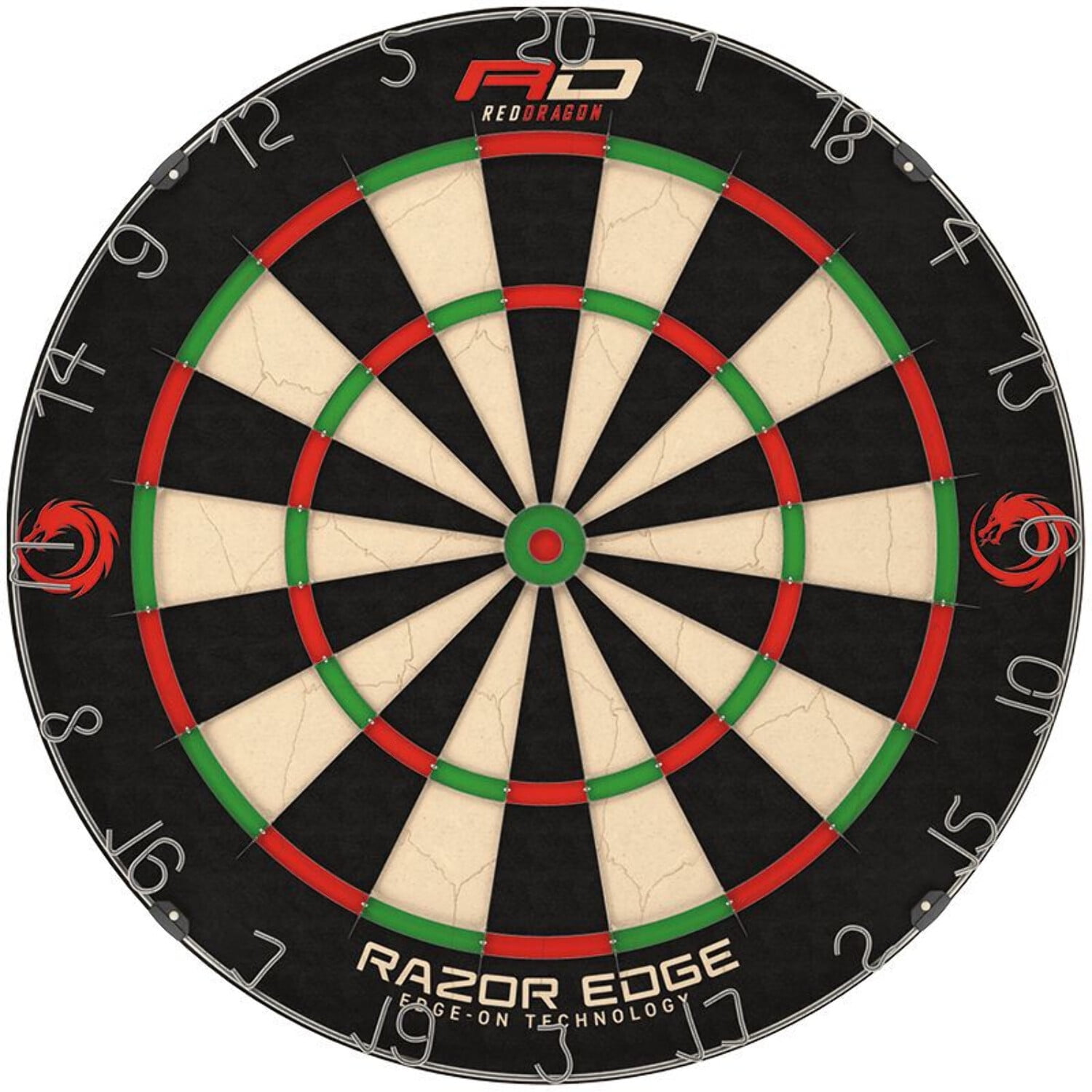 Red and Black Sisal Professional Dartboard with Razor Edge Technology