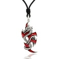 thumbnail image 1 of Red Dragon Silver Pewter Charm Necklace Pendant Jewelry With Cotton Cord, 1 of 1
