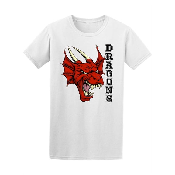 Red Dragon Sports Team Mascot T-Shirt Men -Image by Shutterstock, Male Large