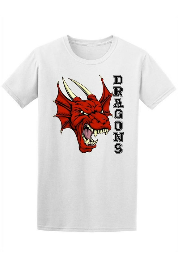 Red Dragon Sports Team Mascot T-Shirt Men -Image by Shutterstock, Male x-Large