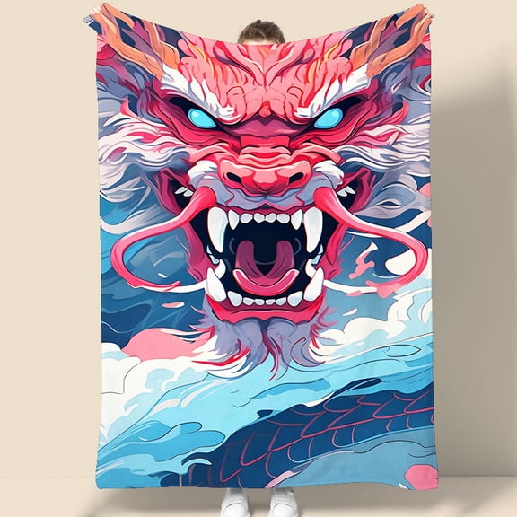 Red Dragon Wall Tapestry 70.07 x 90.55 Inches - Mythical Art for Bedroom, Living Room, Gaming Room Decor