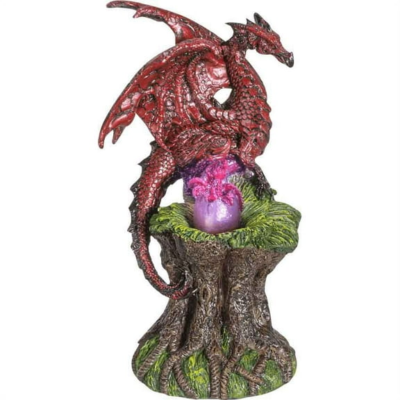 Red Dragon and Nest with LED Statue by Medieval Collectibles