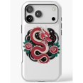 Red Dragon and Pink Roses Tough Phone Case for Apple iPhone, Dual-Layer ...