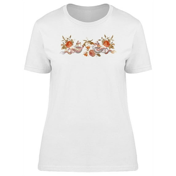 Red Dragons With Poppy Flowers T-Shirt Women -Image by Shutterstock, Female x-Large