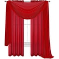thumbnail image 1 of Red Drape/Panels/Scarves/Treatment Beautiful Sheer Voile Window Elegance Curtains Scarf for Bedroom & Kitchen Fully Stitched and Hemmed 84 inch size, 3 piece set, 1 of 6