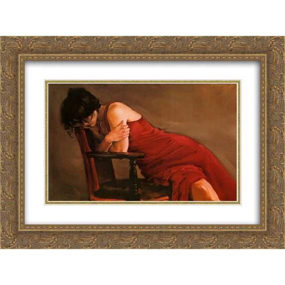 Red Dress 2x Matted 20x24 Gold Ornate Framed Art Print by Michael Austin