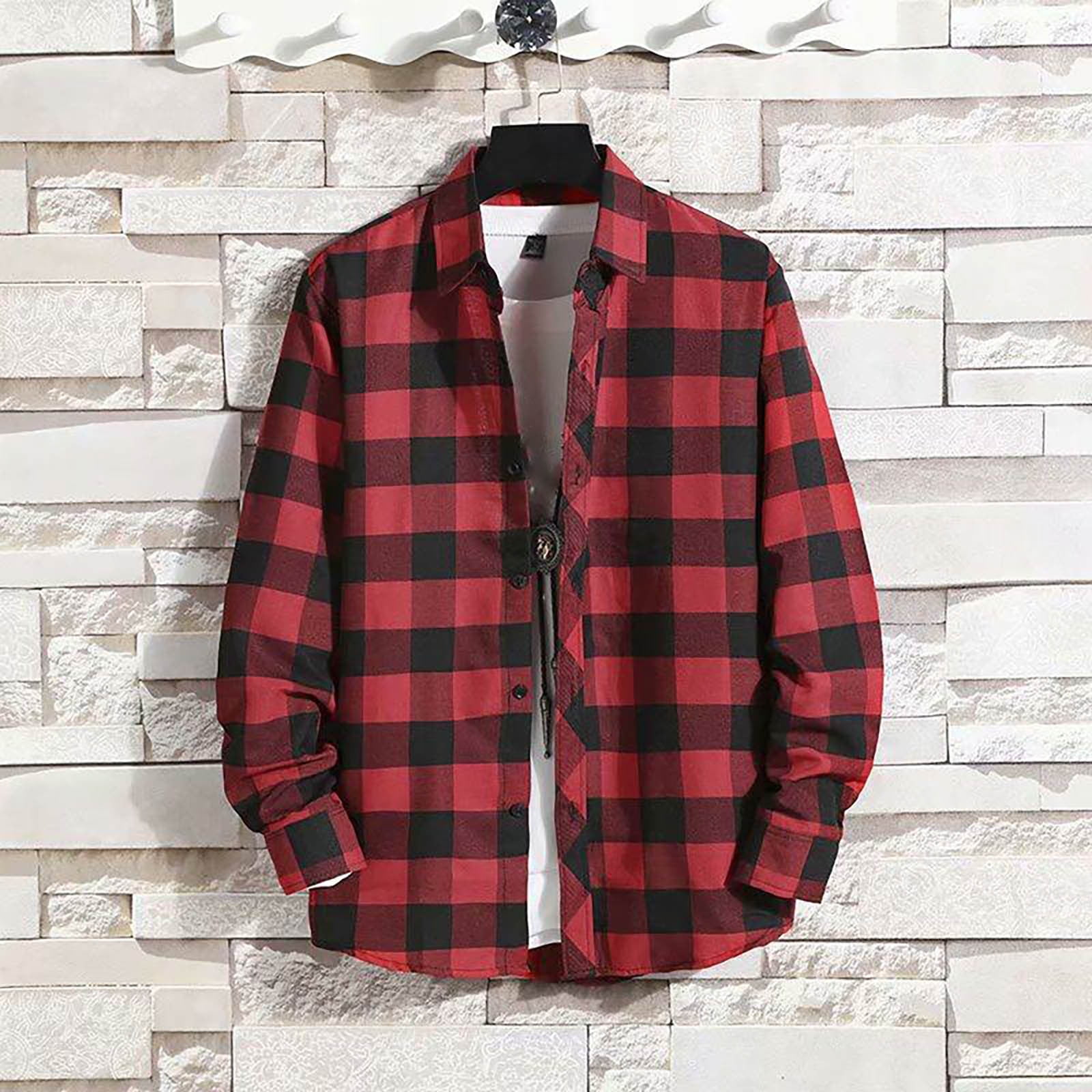 Red Dress Shirts For Men, Polyester Men Dress Shirts, Mens T Shirt, Mens  Casual Fall Shirt Lapel Button Long Sleeve Shirt Tops Men's Cardigan -  Walmart.com