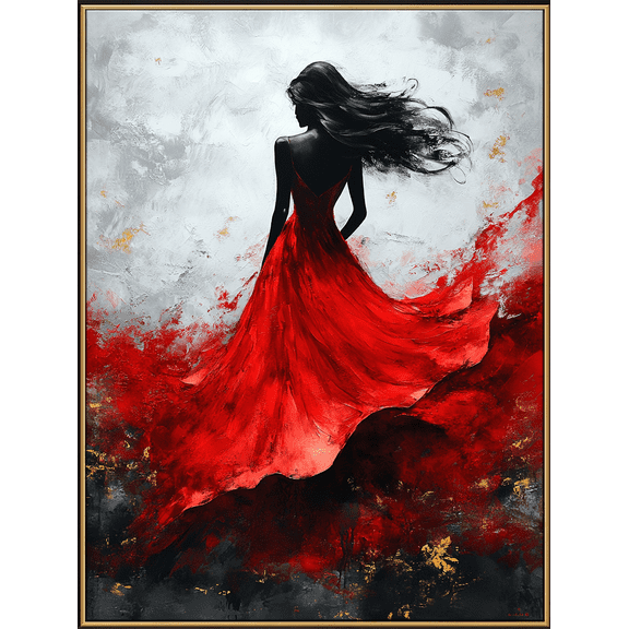 Red Dress Woman Canvas Painting/Wall ArtSuitable for Living RoomBedroomDining RoomOfficeHotel Decoration and More.
