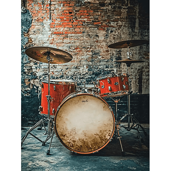 Red Drum Kit Wall Art Canvas Print Suitable for Decorating Living Room Bedroom Studio Recording Studio Music Room and Bar.