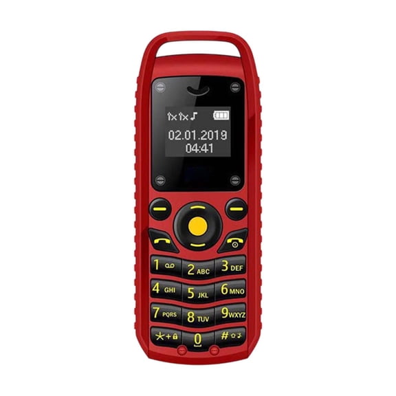 Red Dual Sim Mini Mobile Phone With Bluetooth Ear Hook Headset Compact Keypad Design Long Battery Life Basic Cell Phone For Kids 1.98Oz