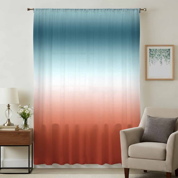 Red Duck Green Ombre Sheer Curtains 96 Inches Long, Contemporary Abstract Gradient Light Filering Curtains, Privacy Drapes Simi Floor to Veiling Curtain for Living Room Bedroom Large Window Treatment