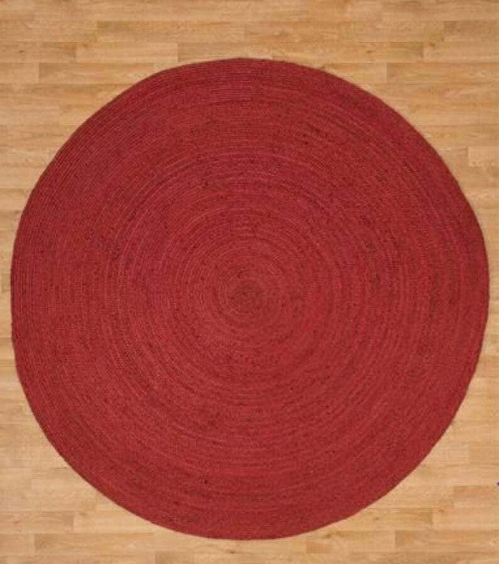 Red Dye Natural Jute Hand Made Round Living Room, Dining Room, Kitchen