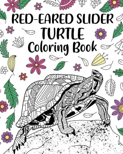 Red-Eared Slider Turtle Coloring Book: Adult Crafts & Hobbies Coloring ...