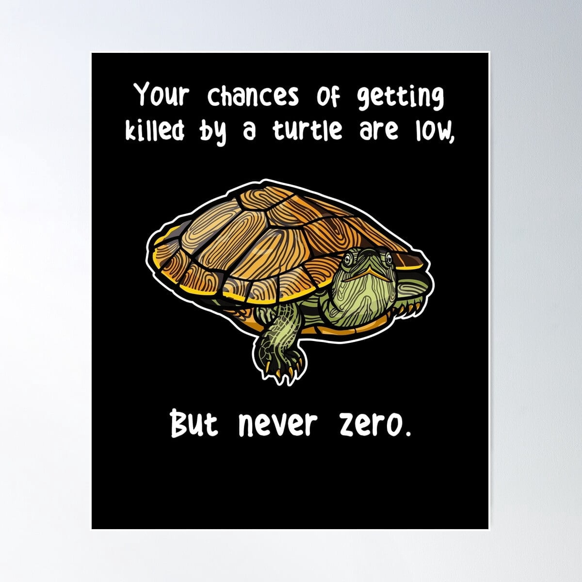 Turtle Power Zero Red-Eared Slider Turtle Never Zero Poster Wall Art, UNFRAMED PAPER ...