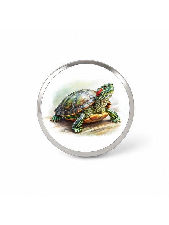 Red Eared Slider Turtle Watercolor Backpack Hat Novelty Lapel Pin