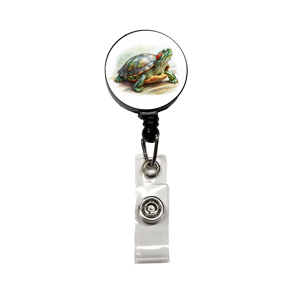 Red Eared Slider Turtle Watercolor Retractable Reel ID Badge Key Card ...