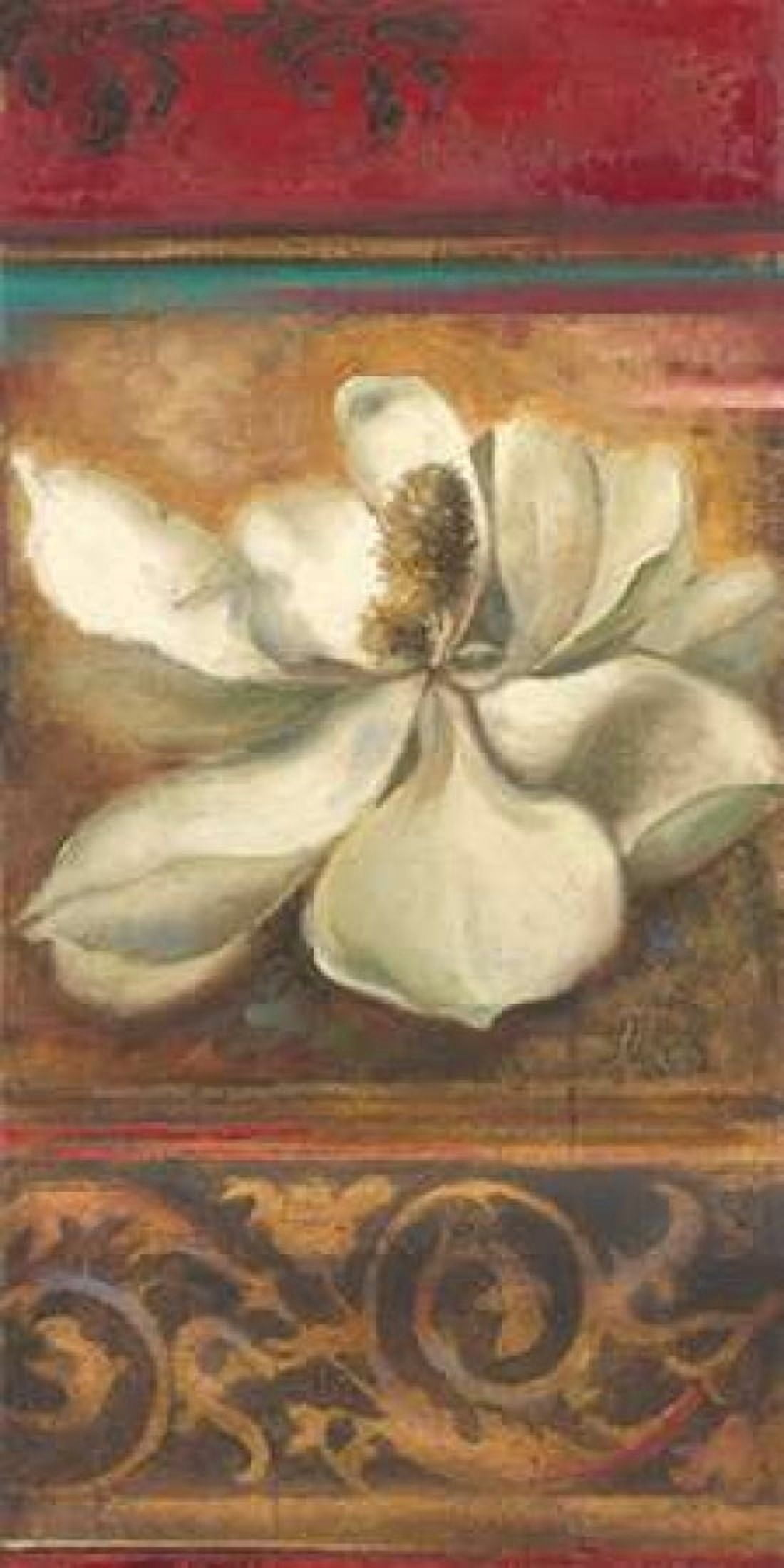 Red Eclecticism with Magnolia Canvas Art - Patricia Pinto (10 x 20)