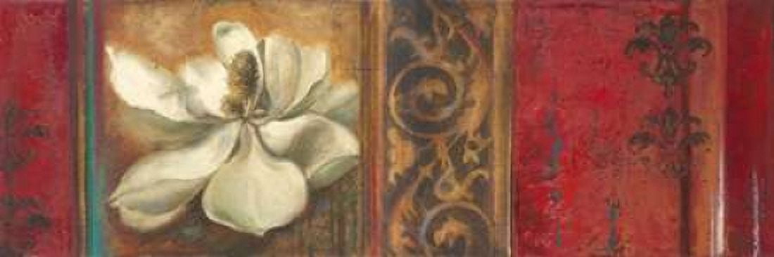 Red Eclecticism with Magnolia Canvas Art - Patricia Pinto (8 x 24)