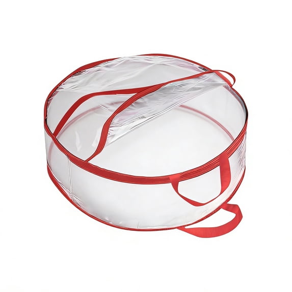 Red Edge 76x20cm Clear PVC Wreath Storage Bag, Transparent Holiday Organizer